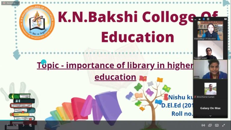 Webinar on Library ‘Topic – Role of library in higher   Education ‘