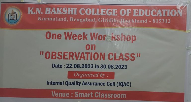 One week Workshop on Observation Class